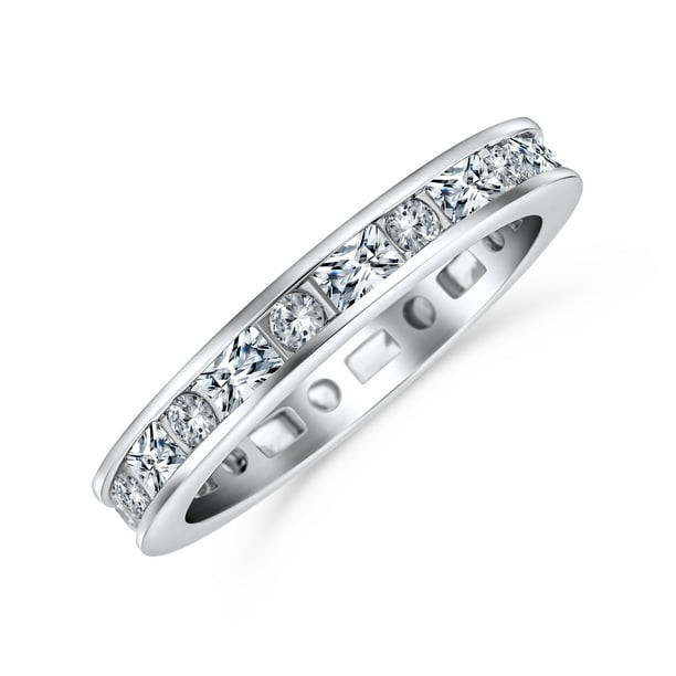 925 Sterling Silver Created Diamond 2mm  Micro pave Full Eternity ring